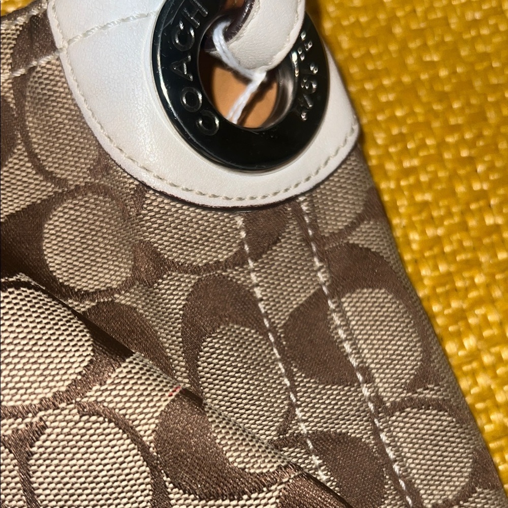 Coach Brown and White Signature Shoulder Bag - Picture 6 of 6